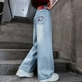 thumbnail image 6 of Kids Girls Jeans High Waist Wide Leg Jean Denim Pants for Teens Kids Pants Girls 5-6 Years Girls Fashion, 6 of 9