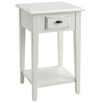 Leick Home Haven Ridge Wood Square 1-Drawer End Table with Shelf, Farmhouse White