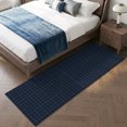 thumbnail image 4 of Hallway Runner Rug 2'x6', Navy Blue Plaid Grid Kitchen Runner Rugs Non-Slip Carpet Mats, Modern Abstract Blue Checkered Bedside Rugs Runners Washable Floor Carpet for Bathroom Laundry Room, 4 of 8