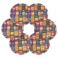 thumbnail image 7 of Yayeee 6 PCS Drink Coasters with Holder Set Woven Absorbent Round Tabletop Hot Pad, Blue Jam, 7 of 7