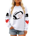 thumbnail image 3 of Women's Vintage Football Graphic Crew Neck Long Sleeve Pullover Sweatshirt, Oversized Loose Fit Drop Shoulder Casual Top, for Daily Wear or Trendy Street Style Outfits White L, 3 of 4