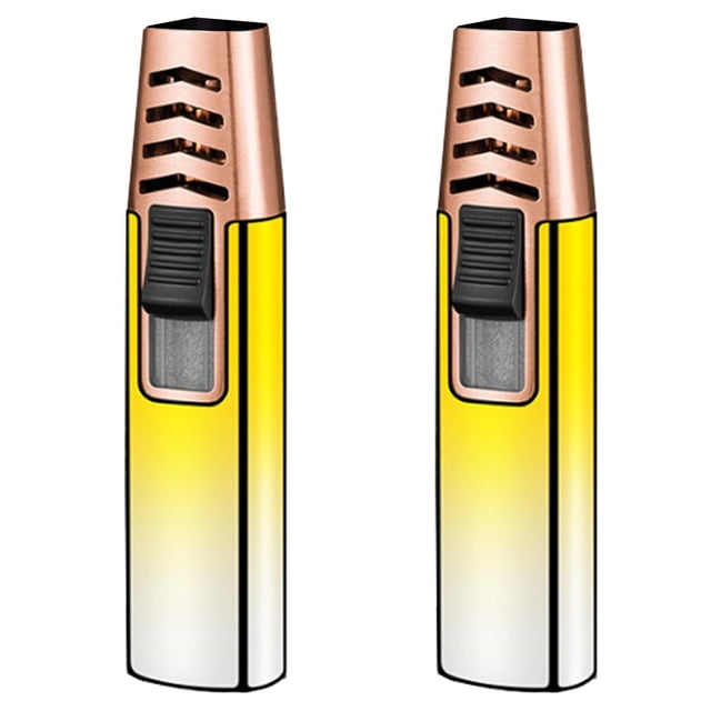 Encendedor Compacto Ligero ColorTorchYellow 2 Pzas Amarillo/Plata Recargable Metal Gas Butano.
