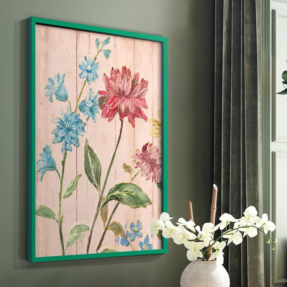 Wildflower Flutter I Framed Print - Solid Wood in Single Picture Frame Solid Wood 2 Framed Print