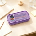 thumbnail image 6 of Clear Mesh Pencil Bag,Large Capacity Zipper Pencil Case with Elastic Band Pen Holder for Stationery Supplies Storage,Aesthetic Pencil Pouch for Teenager,Purple, 6 of 7