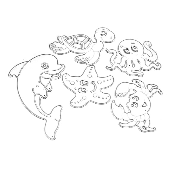 HeroNeo 5 Pcs Handicrafts DIY Marine Life Cutting Dies Metal Cutting Stencils for Stamp