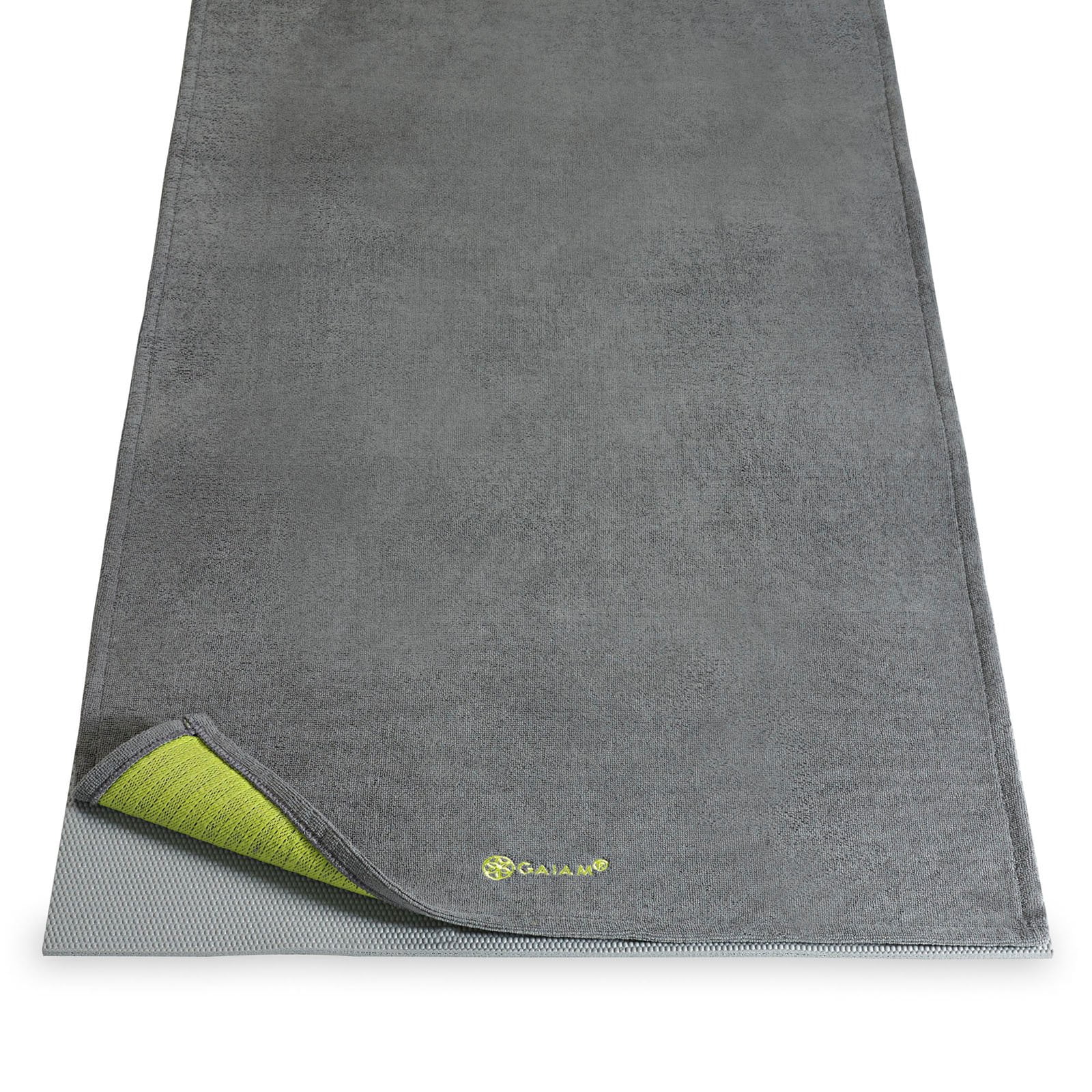 Gaiam Grippy Yoga Mat Towel Granite Storm/Citron