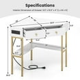 thumbnail image 3 of Resenkos Triangle Corner Desk with Charging Station with 2 Drawers and Storage Shelf-White, Home Office Desks, Gaming Computer Desks for Study,Working,Writing, 3 of 8