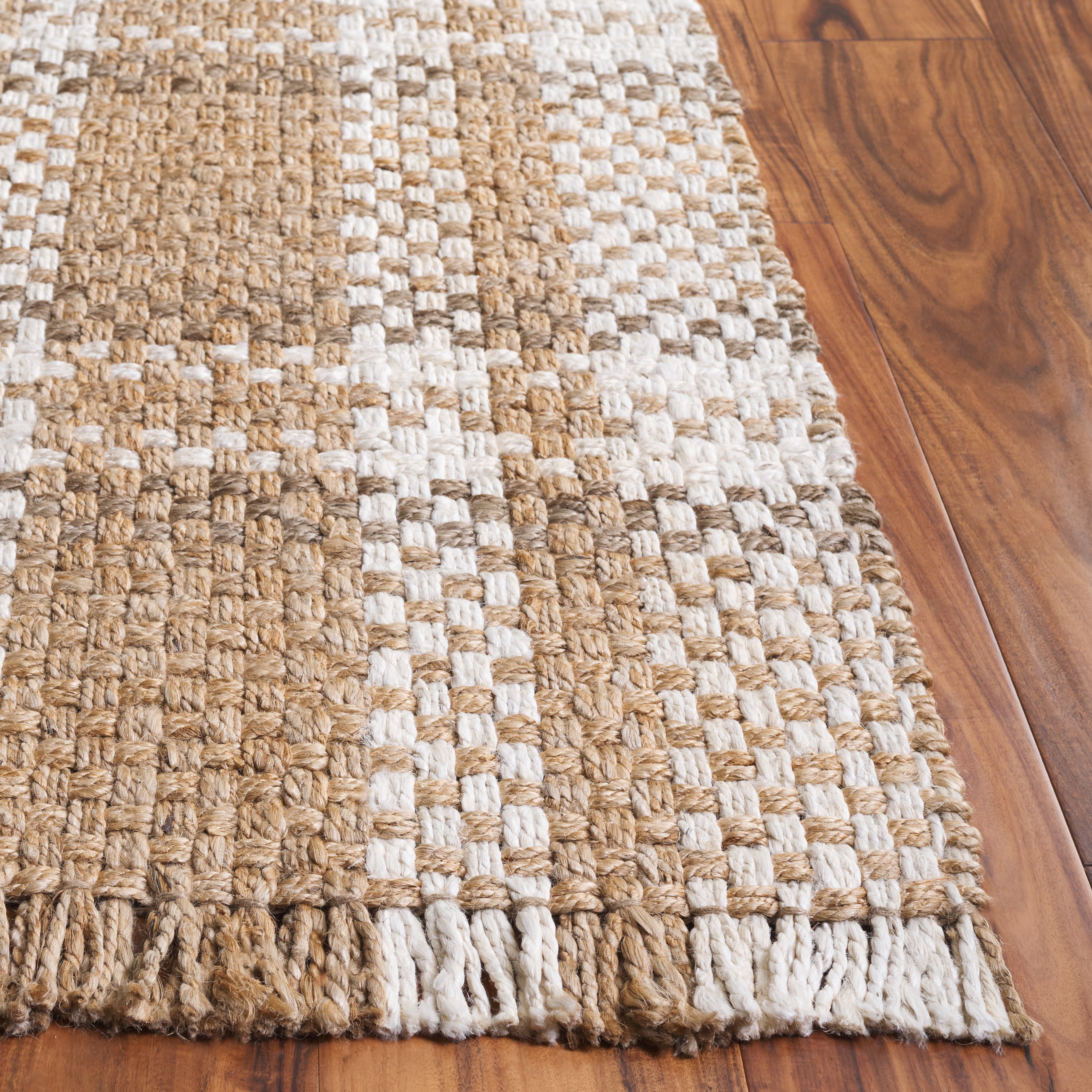 SAFAVIEH Natural Fiber Hudson Geometric Area Rug, Natural/Bleach, 8' x 10'