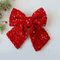 thumbnail image 2 of Yhmxh Large Glitter Christmas Bow Sequins Christmas Tree Topper Bow 9.8" x 9.8" Wreath Bow Ornaments for Xmas Tree, Large Valentines Bows for Front Door NewYear Christmas Party Decoration Supplies, 2 of 7
