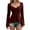 Wine #043, variant on Long Sleeve Babydoll Tops for Women Sweetheart Neckline Peplum Tops Petite Knotted Wrap V Neck Shirts Black L
