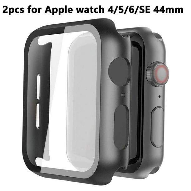 Rigid Pc Phone Case With Tempered Glass Screen Protector Compatible For Iphone Watch Series 6 Se Series 5 Series 4 40mm Or 44mm Black Walmart Com