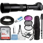 Commander Optics Super 650-1300mm f/8 Manual Telephoto Zoom Lens for Canon EOS EF-S DSLR Cameras with T-Mount + Photo Essential Accessory Kit