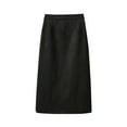 thumbnail image 5 of Wdfiry Black Skirt for Women 100% Cotton Elastic Waist Solid Color Button Side Midi Skirts 2025 Summer Fashion Comfortable Skirts, 5 of 6