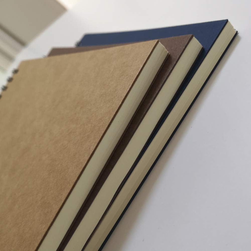 Spiral Notebook/spiral Journal Lined  B5 Hard Cover Wire Bound Notebook Ruled 70 Sheets (140 Pages) 10.5" X 7.3" 3 Notebooks Per Pack Dark Brown/blue/brown