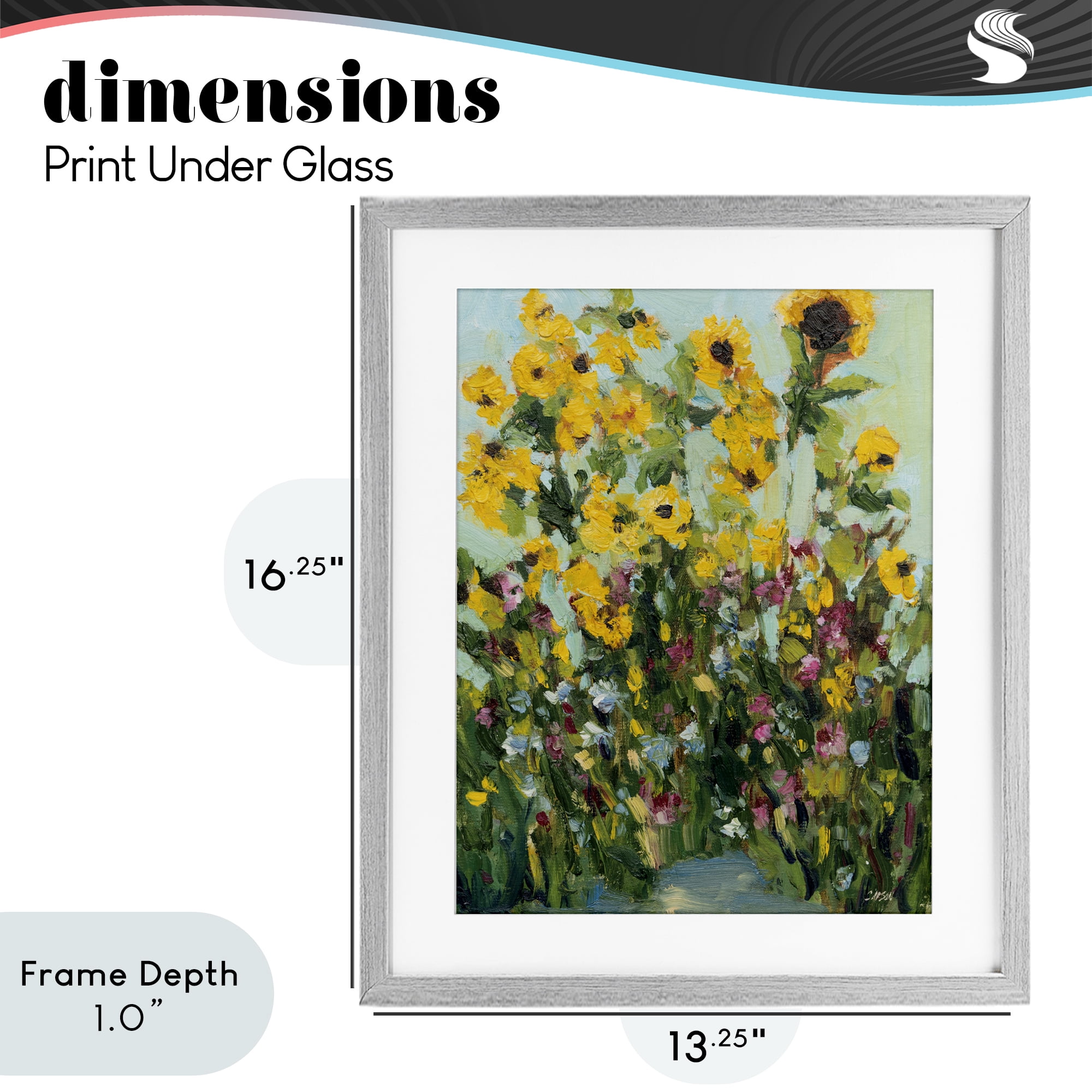 Stupell Industries Sunlit Sunflowers in Garden Gray Framed Print Under Glass, design by Carson Overstreet