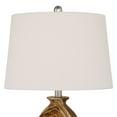 thumbnail image 3 of 360 Lighting Carlton 28" Tall Modern Table Lamps Set of 2 WiFi Smart Socket Brown Faux Marble Living Room Bedroom White Shade, 3 of 9
