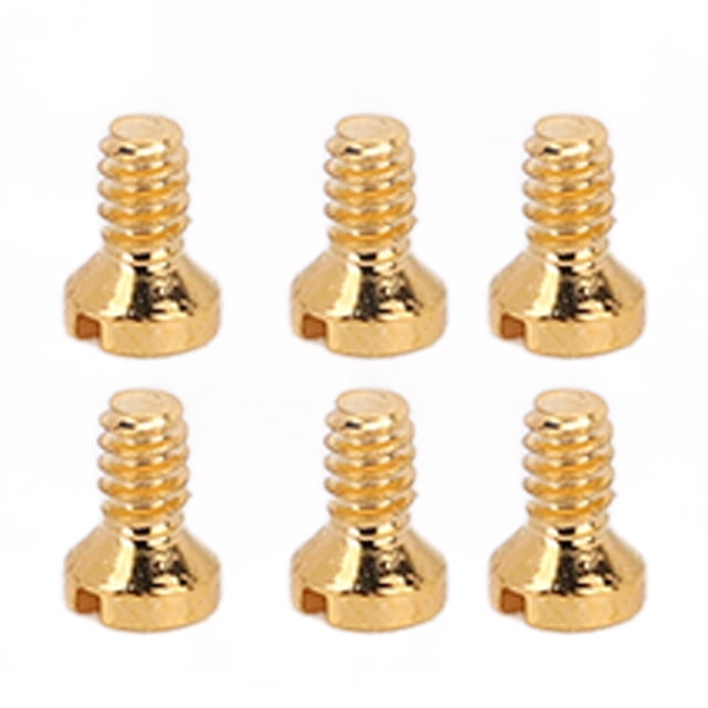 6pcs Watch Back Cover Screw Professional Quartz Watch Back Case Slotted Screw Repair Parts Replacement Accessory Gold