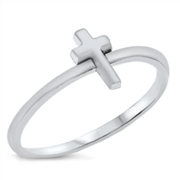 Small Thin Midi Cross Christ Ring 925 Sterling Silver Band Jewelry Female Male Unisex Size 5
