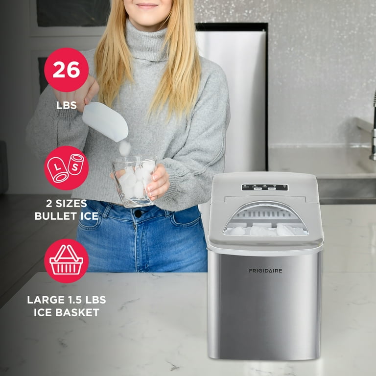 Machine à Glaçons Frigidaire EFIC117-SS – Comptoir, 26 Lbs/jour, Noire, Bonne état