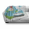 thumbnail image 3 of Las Vegas Soft Flannel Fleece Throw Blanket, Cartoon Limo and City Sign with Famous Architecture Silhouettes in Background, Cozy Plush for Indoor and Outdoor Use, 60" x 80", Multicolor, by Ambesonne, 3 of 6