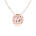 thumbnail image 1 of Angara Collier en Morganite Naturel - Pendentif Solitaire Rond en Morganite avec Lunette en Or Rose 14K pour Femmes, 1 of 8