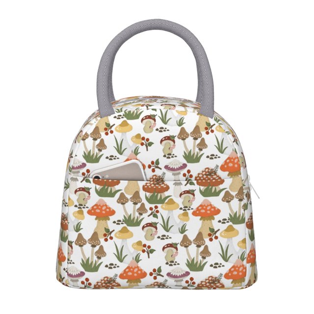 Easygdp Mushrooms Bolsa de Almuerzo Insulada Grande, Forro de Aluminio, Diseño Espacioso, a Prueba de Fugas, Ideal para Trabajo, Picnics, Viajes y Actividades al Aire Libre