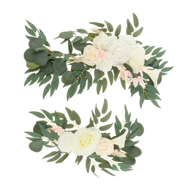 2 piezas de flores artificiales para arco de boda, guirnalda de rosas de imitación para bodas Opción 4F