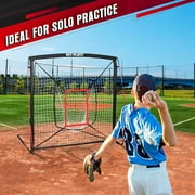 5 x 5 Baseball & Softball Practice Hitting & Pitching Net similar to Bow Frame, Great for All Skill Levels