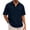 Dark Blue, variant on BangWanChi Men's Lightweight Slub Cotton Linen Shirts Top V-Neck Short Sleeve Casual Holiday Wear Tops for Men
