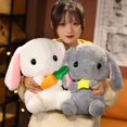thumbnail image 3 of 22~65cm Sweet Long Ears Rabbit Plush Toy Stuffed Sitting Strawberry Rabbit Doll Adorable Bunny Plushie Girlfriend Girl Gift, 3 of 7