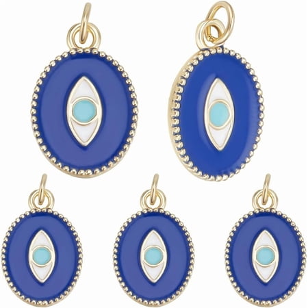 1 Box 8Pcs Charms Blue Enamel 18K Gold Plated Lucky Charms for Jewelry Making Earring Necklace Bracelets DIY Crafts Blue