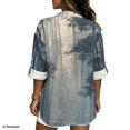 thumbnail image 2 of FKELYI Retro Bamboo Print Faux Linen Shirts for Women Blouse Relaxed Fit Beach Vacation Outfits with Side Slit Hem Design Casual Tees for Ladies, 5XL, 2 of 5