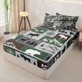thumbnail image 2 of Manfei Rustic Mountain Wildlife Zipper Twin Comforter Sets with Fitted Sheet and 2 Pillowcases,Brown Check Pine Zipper Bedding Set,Black Reversible,4pcs, 2 of 8