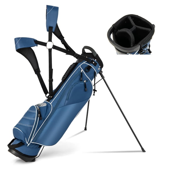 Lightweight Golf Stand Bag with 4-Way Dividers, Portable 3.5 LBS Golf Club Carry Bag with 4 Zippered Pockets and Insulated Cooler, Water-Resistant Sunday Bag with Rain Hood and Dual Shoulder Strap