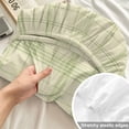 thumbnail image 4 of Twin Sze Fitted Sheet Set - Check Plaid 2 Piece Bedding Sets 16" Deep Pocket Fitted Sheet with 1 Pillowcase, Green Grids Stripes Modern Minimalist Brushed Microfiber Hotel Luxury Bed Sheets, 4 of 9