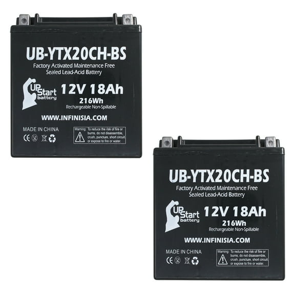 2-Pack UB-YTX20CH-BS Battery Replacement for 2018 Suzuki LT-A500X King Quad 500 CC ATV - Factory Activated, Maintenance Free, Motorcycle Battery - 12V, 18AH, UpStart Battery Brand