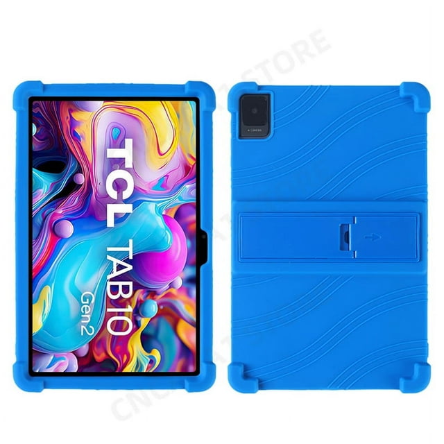 4 Thicken Cornors Silicone Cover with Kickstand For TCL Tab 10 Gen 2 Case 8496G 10.36" Tablet PC Soft Shockproof Protector Funda Dark Blue Tab 10 Gen 2 8496G