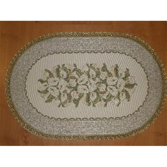 Tapestry Trading VE1422 14 x 20 in. Begium Doily Venus Lily, Green