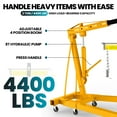thumbnail image 3 of Hydraulic Engine Hoist with Lever, 2 Ton/4400 LBS, Cherry Picker Shop Crane with 6x360° Caster Wheels, Yellow Folding Engine Crane with Extended-Handle Leveler for Vehicle Repair, Equipment Lifting, 3 of 8