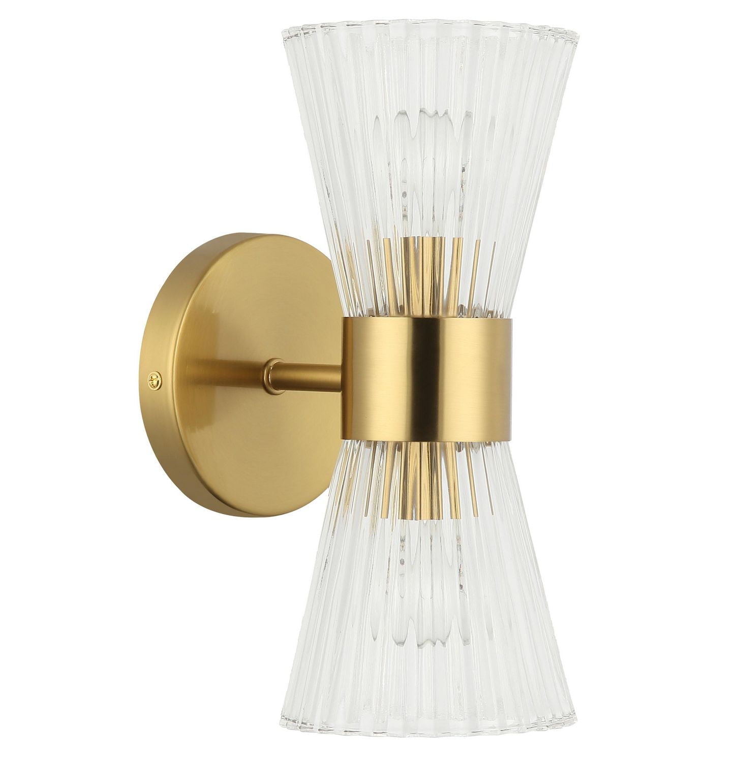 Vienna 2 Light Vanity - Aged Brass - Clear Ribbed Glass