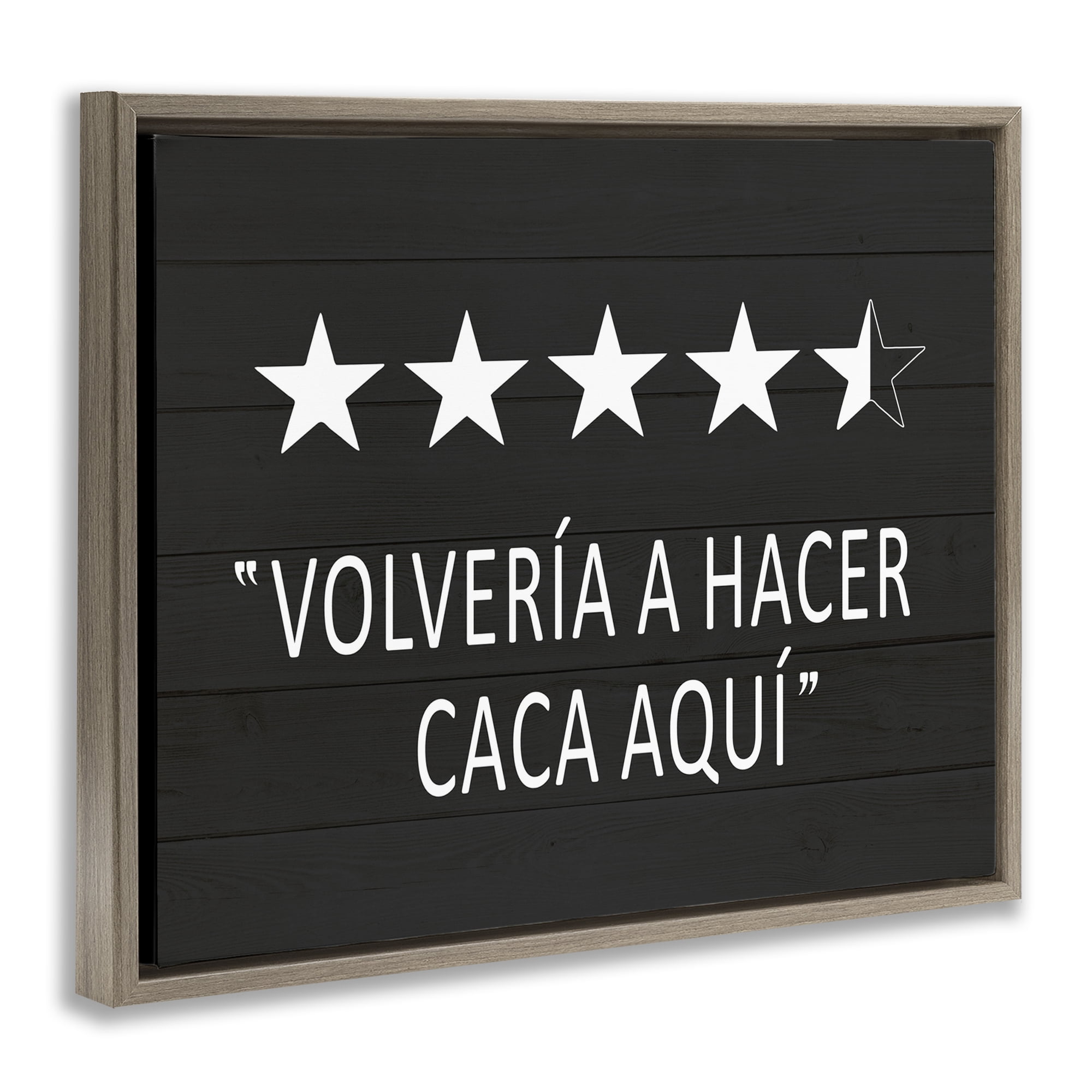 Stupell Industries Baño Cinco Estrellas Bath & Laundry Painting Brown Floater Framed Art Print Wall Art, 31 x 25