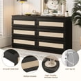 thumbnail image 1 of Eastvita Commode en Rotin à 6 Tiroirs pour Chambre et Garde-Robe - Double Commode en Bois, 1 of 8