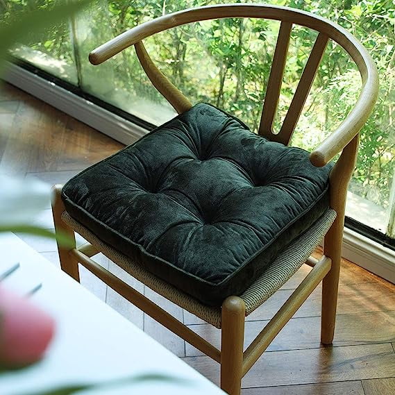 Nvzi Soft Velvet Chair Pads with Ties Comfy Solid Seat Cushion for