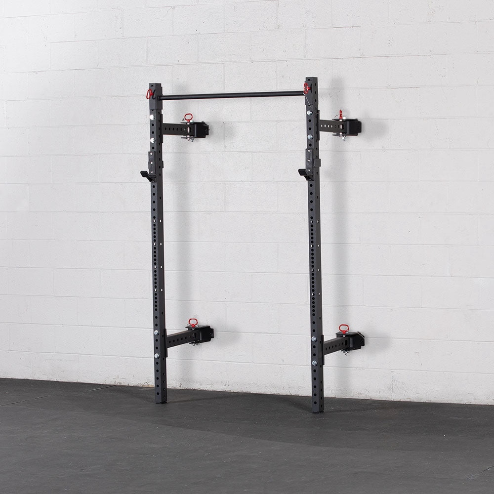 Titan Fitness T-3 Series Wall Mounted Folding Power Rack, 91" Height x 21" Depth, Compact Space-Saving Rack, 2x3 11-Gauge Steel Uprights, Includes J-Hooks & Pull-Up Bar