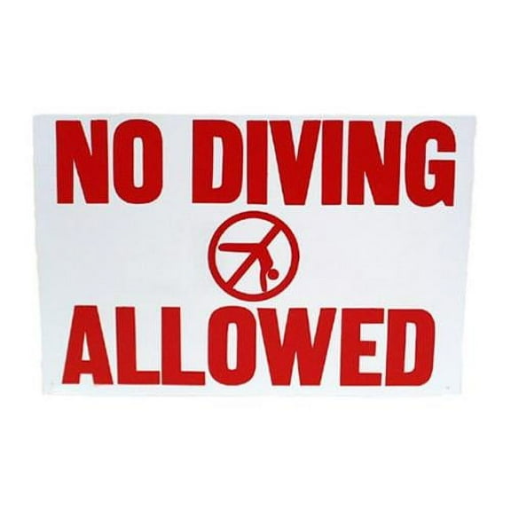 Pentair R231200 Rainbow 18" x 12" Sign - No Diving Allowed
