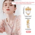 thumbnail image 2 of 8Pcs Brass Micro Pave Cubic Zirconia Pendants Cadmium Free & Lead Free Long-Lasting Plated Heart with Crown Clear Real 18K Gold Plated 19x14x6mm Hole: 2mm, 2 of 7