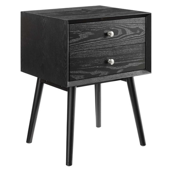 Modway Ember Wood Nightstand With USB Ports in Black Black