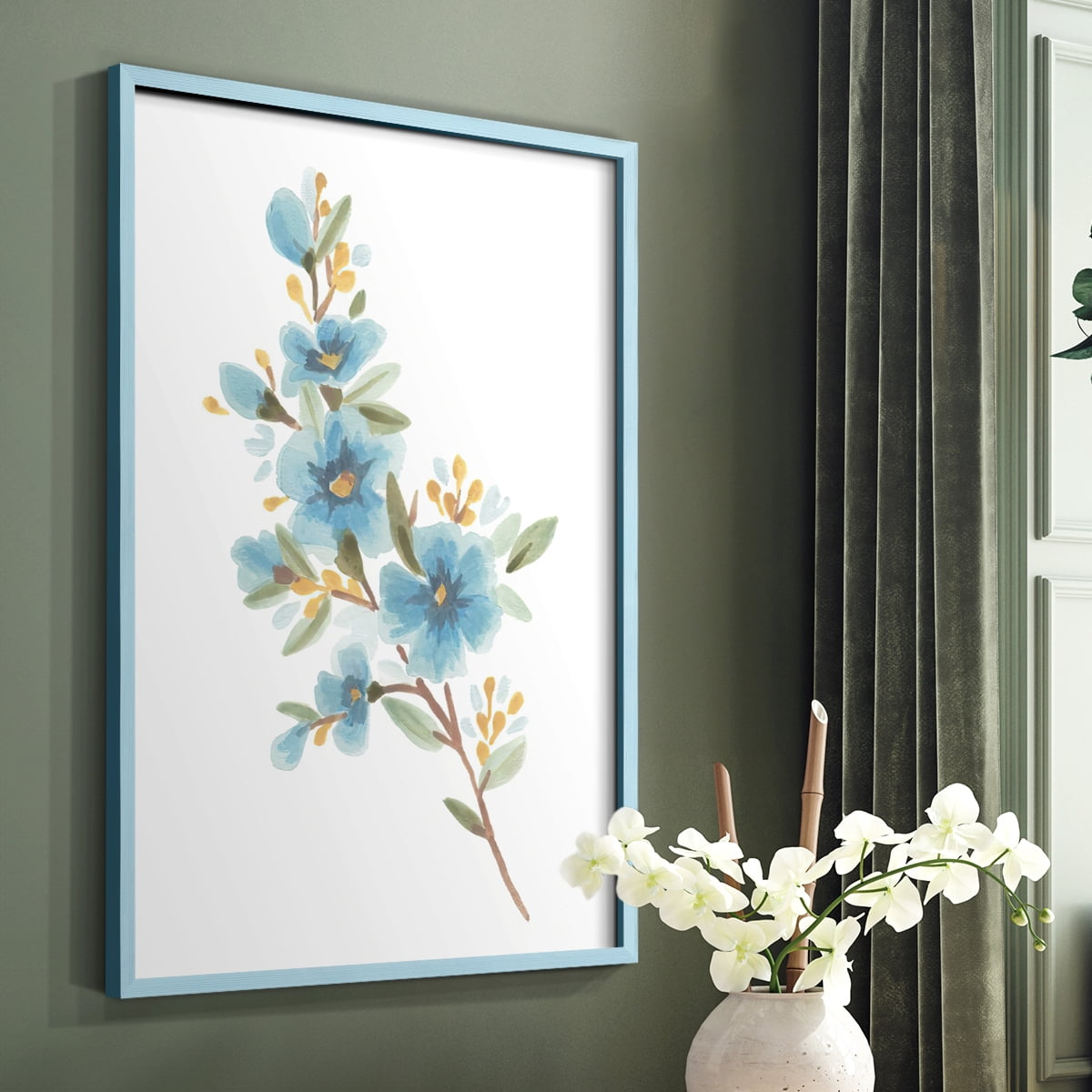 Wildflower Sprig I Framed Print - Solid Wood in Single Picture Frame Solid Wood 2 Framed Print