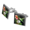 thumbnail image 1 of Ruby's Hummingbird Flower Garden Square Cufflink Set - Silver or Gold, 1 of 6