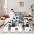 thumbnail image 3 of Erosebridal Animal Bears Deers Mallard Duck Queen Comforter Set 3pcs For Teens Boys,Minimalist Plaid Grid Bedding Comforter Set,Black Grey,Black Reversible, 3 of 6